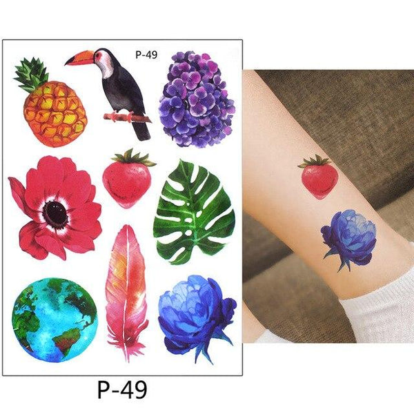 New Arrival 1 Sheet Temporary Tattoo Sticker KM-056 Flower Arm Body Art Waterproof Tattoo Beauty Fox Women Coquette Decal Design