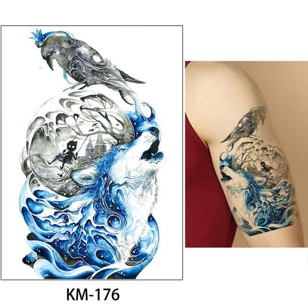 Glaryyears A Bit Big Arm Temporary Tattoo Sticker Sparrow Fake Tatoo Sleeve Flash Tatto Waterproof Body Art Women LC-734