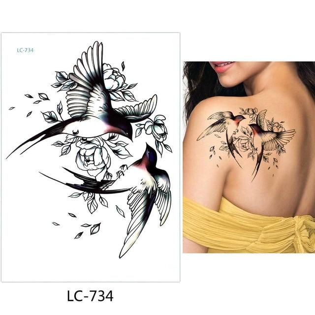 Glaryyears A Bit Big Arm Temporary Tattoo Sticker Sparrow Fake Tatoo Sleeve Flash Tatto Waterproof Body Art Women LC-734