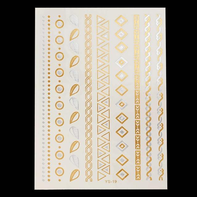 1PC Flash Metallic Waterproof Tattoo Gold Silver Women Fashion Henna YS-51 Peacock Feather Design Face Freckle Temporary Tattoo