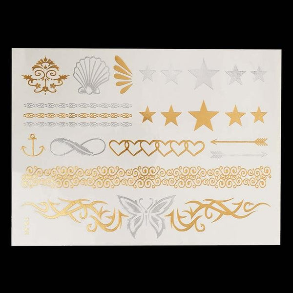 1PC Flash Metallic Waterproof Tattoo Gold Silver Women Fashion Henna YS-51 Peacock Feather Design Face Freckle Temporary Tattoo