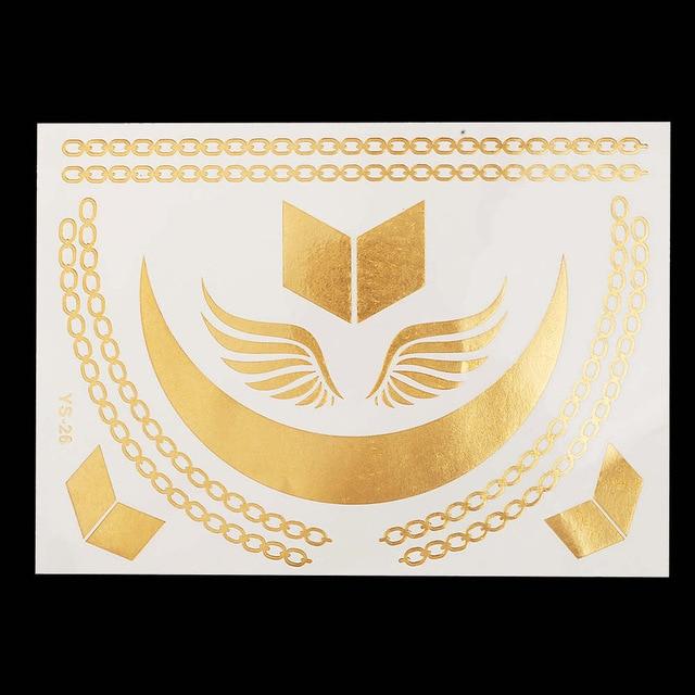 1PC Flash Metallic Waterproof Tattoo Gold Silver Women Fashion Henna YS-51 Peacock Feather Design Face Freckle Temporary Tattoo