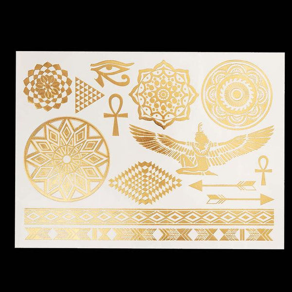 1PC Flash Metallic Waterproof Tattoo Gold Silver Women Fashion Henna YS-51 Peacock Feather Design Face Freckle Temporary Tattoo