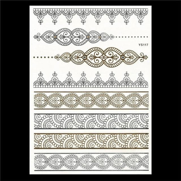 1PC Flash Metallic Waterproof Tattoo Gold Silver Women Fashion Henna YS-51 Peacock Feather Design Face Freckle Temporary Tattoo