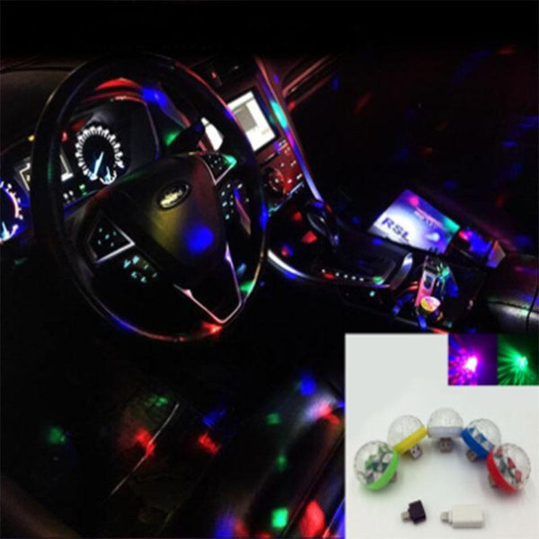 A++ Quality Led USB Car Ambient Light 5V RGB Super Mini Romantic 3W Holiday Lights DJ Color Changing Sound Actived Crystal Magic