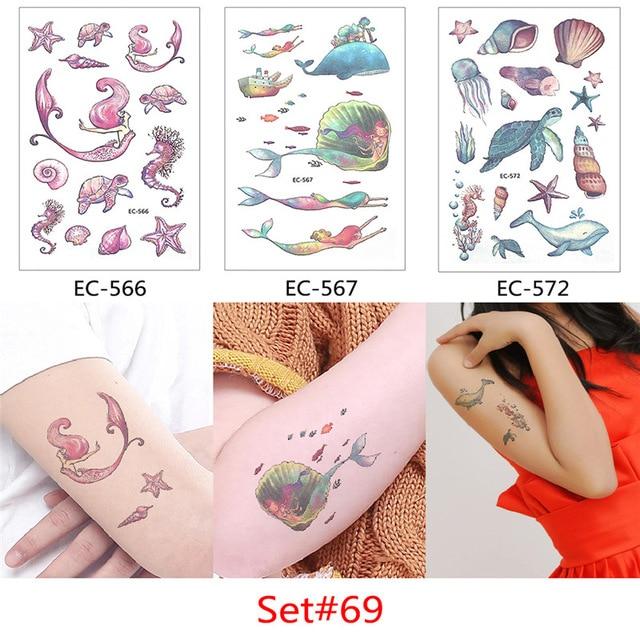 Glaryyears 3 Pieces/Set Temporary Tattoo Sticker Carton Fake Tatoo  Flash Tatto Waterproof Small Body Art Children 11 Designs