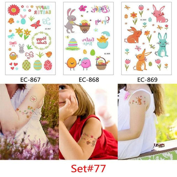 Glaryyears 3 Pieces/Set Temporary Tattoo Sticker Carton Fake Tatoo  Flash Tatto Waterproof Small Body Art Children 11 Designs
