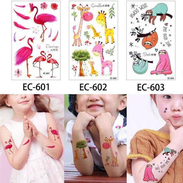 Glaryyears 3 Pieces/Set Temporary Tattoo Sticker Carton Fake Tatoo  Flash Tatto Waterproof Small Body Art Children 11 Designs