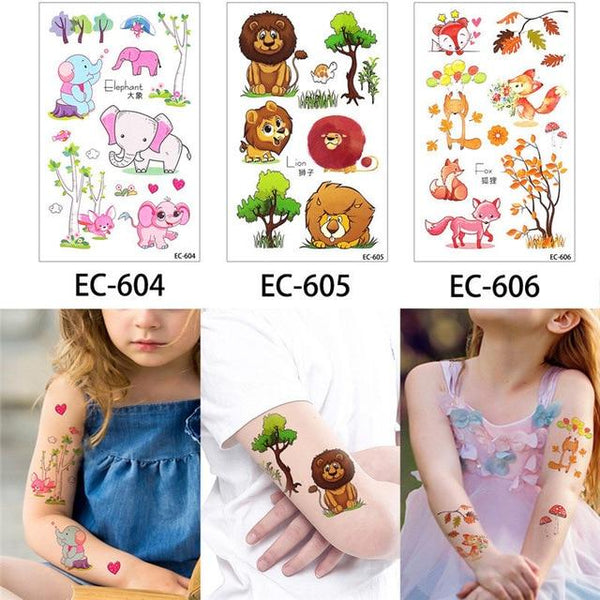 Glaryyears 3 Pieces/Set Temporary Tattoo Sticker Carton Fake Tatoo  Flash Tatto Waterproof Small Body Art Children 11 Designs