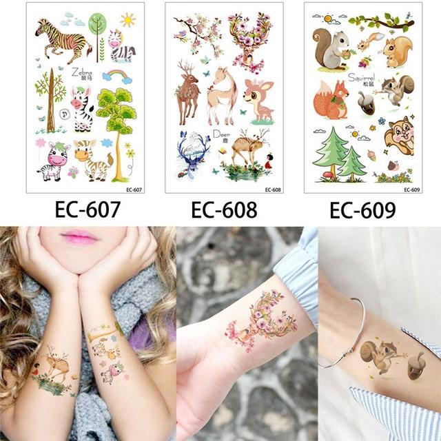 Glaryyears 3 Pieces/Set Temporary Tattoo Sticker Carton Fake Tatoo  Flash Tatto Waterproof Small Body Art Children 11 Designs