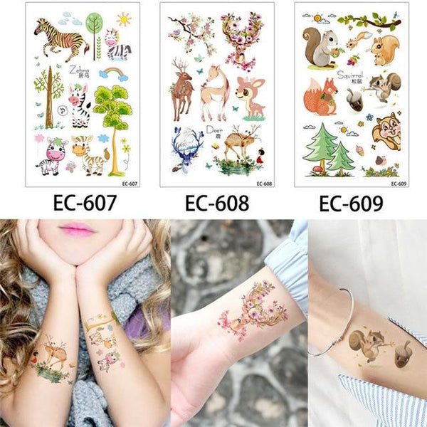 Glaryyears 3 Pieces/Set Temporary Tattoo Sticker Carton Fake Tatoo  Flash Tatto Waterproof Small Body Art Children 11 Designs