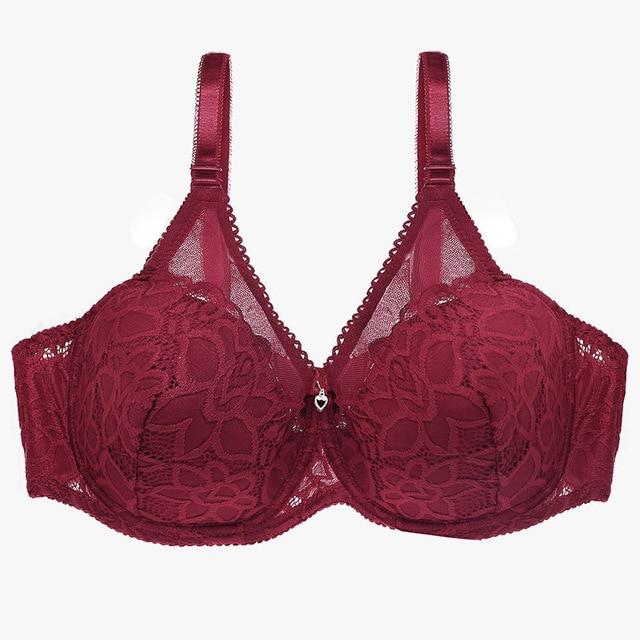 Lace Plus Size Bra Sexy Ultrathin Underwear 100D Big Size Bras For Women Comfort Bralette Deep V Lingerie Female Brassiere New