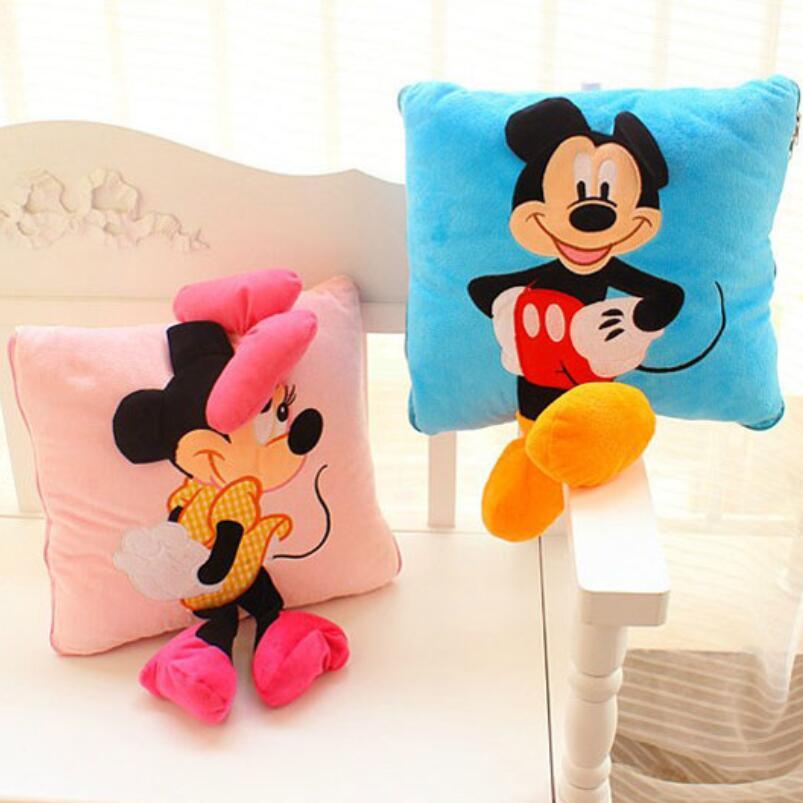 new 35cm Creative 3D Mickey Mouse and Minnie Mouse Plush Pillow Kawaii Mickey and Minnie Plush Toys Kids Toys Christmas Gifts