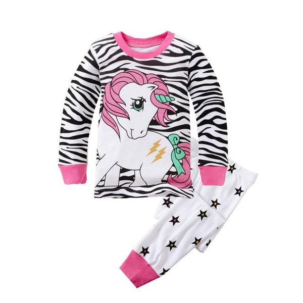 Girls Horse Pajamas Kids Zebra Sleepwear Children Unicorn Cartoon Clothing Set Baby Long Sleeve Pijamas Home Clothing for Boys