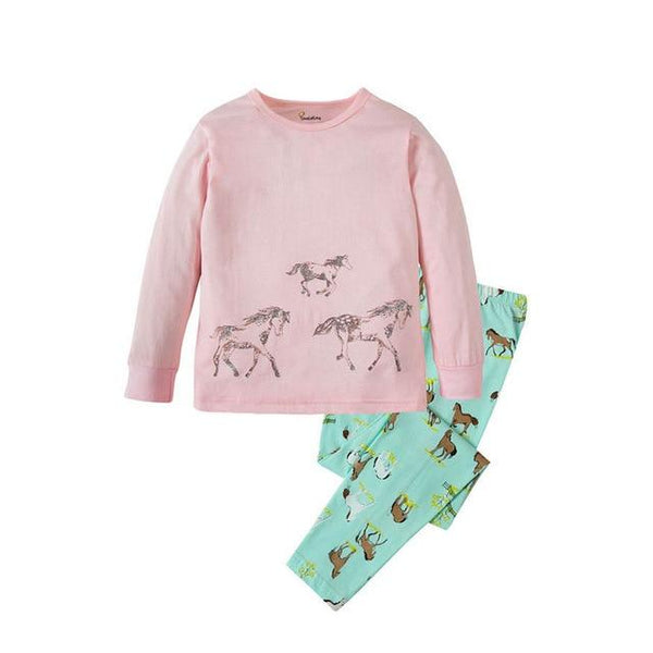 Girls Horse Pajamas Kids Zebra Sleepwear Children Unicorn Cartoon Clothing Set Baby Long Sleeve Pijamas Home Clothing for Boys