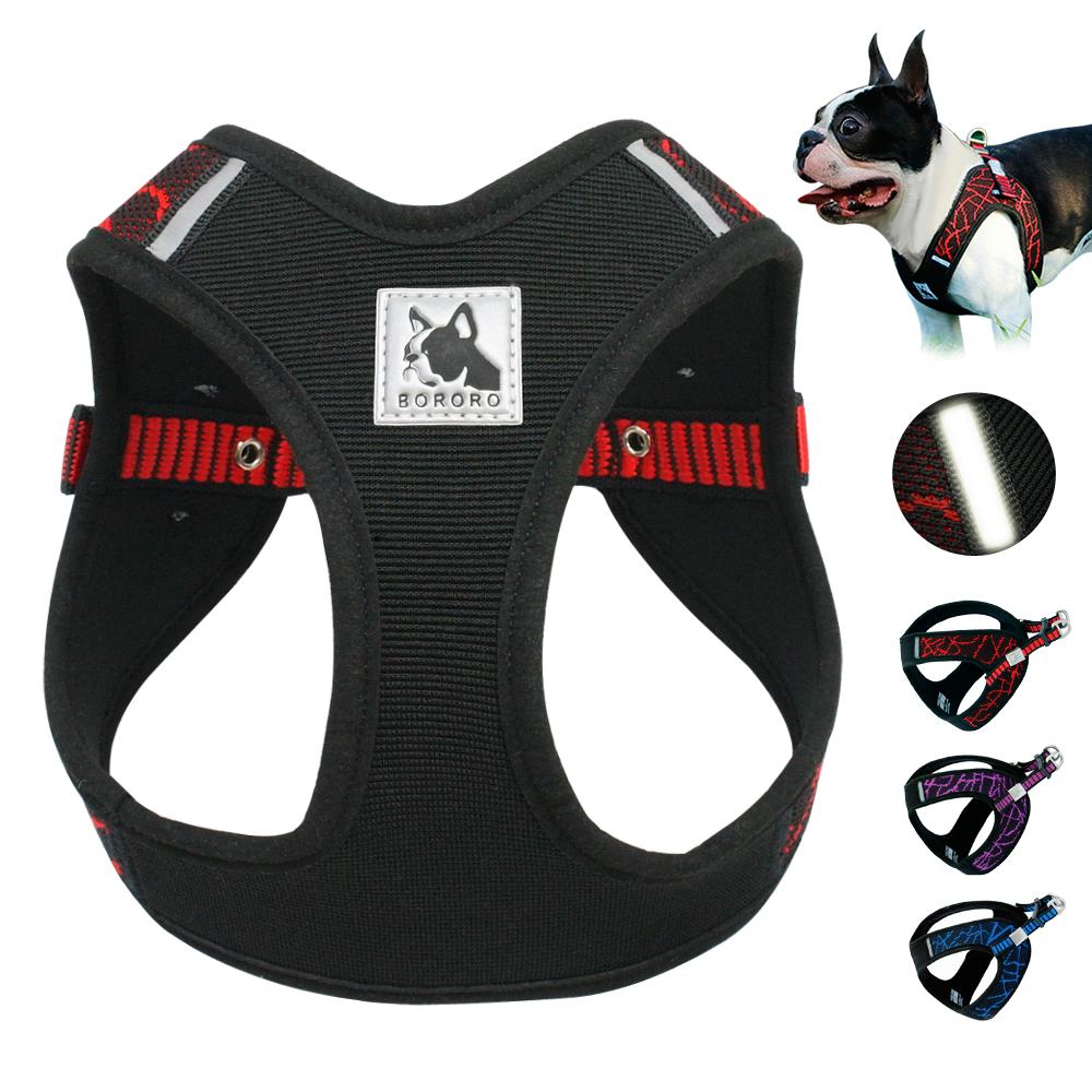 No Pull Mesh Dog Harness Dogs Harness Vest 3M Reflective Nylon Adjustable Step-in Pet Harnesses for French Bulldog Pitbull