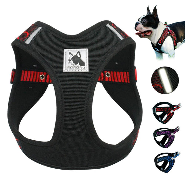 No Pull Mesh Dog Harness Dogs Harness Vest 3M Reflective Nylon Adjustable Step-in Pet Harnesses for French Bulldog Pitbull