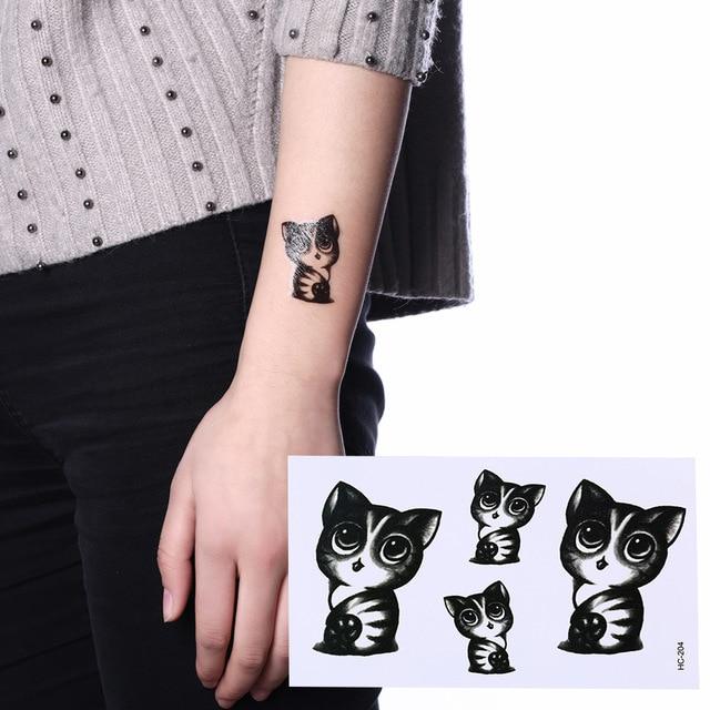 Sexy Black Cats Temporary Tattoo Body Art Arm Flash Tattoo Stickers 10.5*6cm Waterproof Fake Henna Painless Tatto Sticker