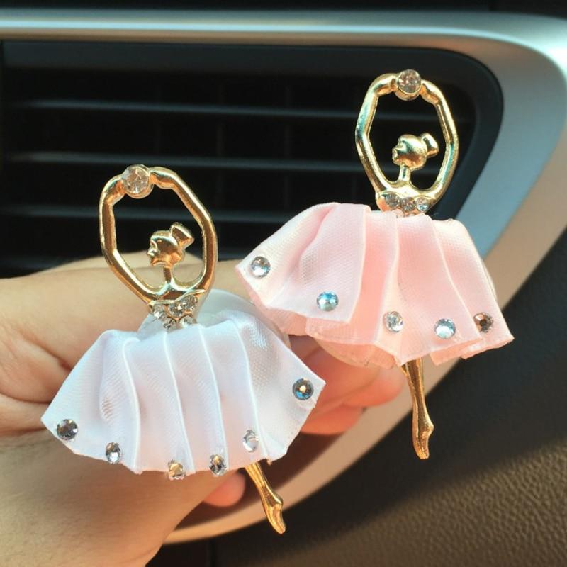 Rhinestone Ballet Girls Air Freshener In The Car Perfume Smell Auto Interior Decor Outlet Vents Clip New Car Accessory For Lady