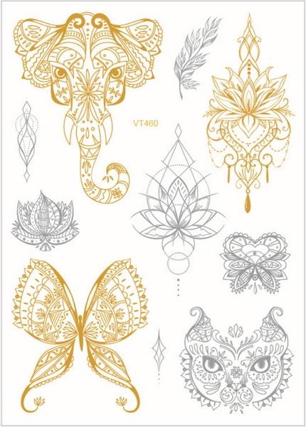 1Sheet Gold silver Face Tattoo Waterproof Bronzing Freckles Make Up Body Art Flash tattoo Sticker eye decals Bride tribe party