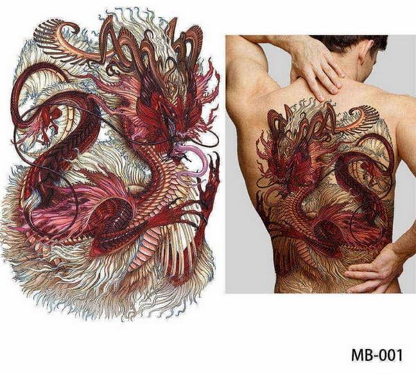 Big Large Full Back Chest Tattoo large tattoo stickers fish wolf Tiger Dragon waterproof temporary flash tattoos cool men women