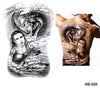 Big Large Full Back Chest Tattoo large tattoo stickers fish wolf Tiger Dragon waterproof temporary flash tattoos cool men women