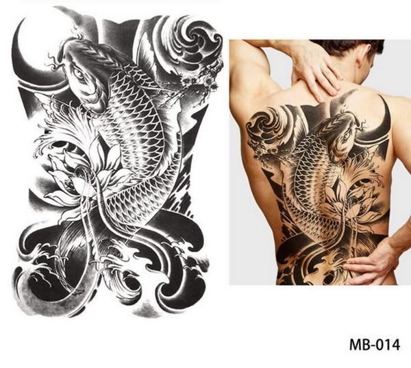 Big Large Full Back Chest Tattoo large tattoo stickers fish wolf Tiger Dragon waterproof temporary flash tattoos cool men women