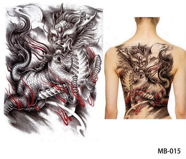 Big Large Full Back Chest Tattoo large tattoo stickers fish wolf Tiger Dragon waterproof temporary flash tattoos cool men women