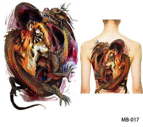 Big Large Full Back Chest Tattoo large tattoo stickers fish wolf Tiger Dragon waterproof temporary flash tattoos cool men women