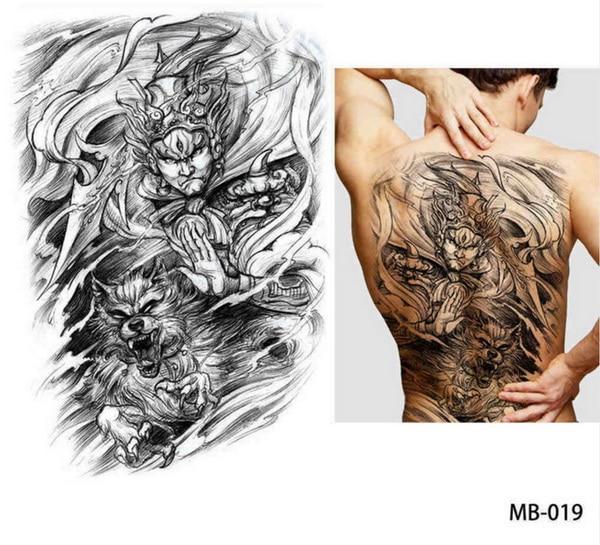 Big Large Full Back Chest Tattoo large tattoo stickers fish wolf Tiger Dragon waterproof temporary flash tattoos cool men women