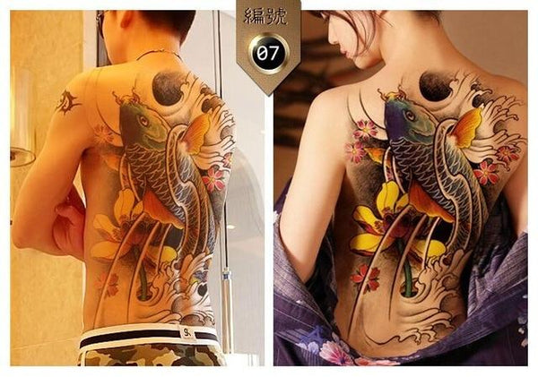 Big Large Full Back Chest Tattoo large tattoo stickers fish wolf Tiger Dragon waterproof temporary flash tattoos cool men women