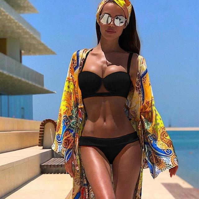 TeLaura 2018 Sexy Bikini Swimwear Women Swimsuit Push Up Bandage Bikini Set Hollow Out Beachwear Biquini Bathing Suit Female