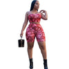 ANJAMANOR Camouflage Print Casual Two Piece Set Crop Top and Pants Summer Short Tracksuit Women Sexy Bodycon Romper D74-AA21