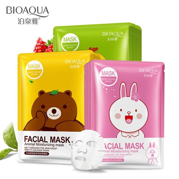 BIOAQUA Skin Care Cartoon Animal Water Facial Mask Moisturizing Oil Control Whitening Shrink Pores Face Mask Beauty Face Care