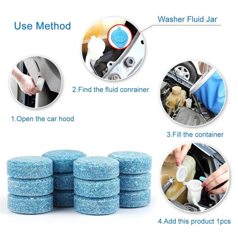 Mini New 1Pcs=4L Water Car Cleaning Car Cleaner Compact Glass Washer Detergent Effervescent Tablets Car Brush Car Accessories