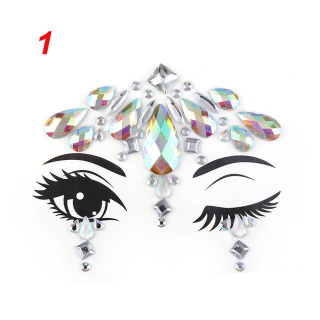 Temporary Face Tattoo Stickers Face Gems Rhinestone DIY Adhesive Face Stickers Festival Fancy Party Body Glitter Makeup Sticker