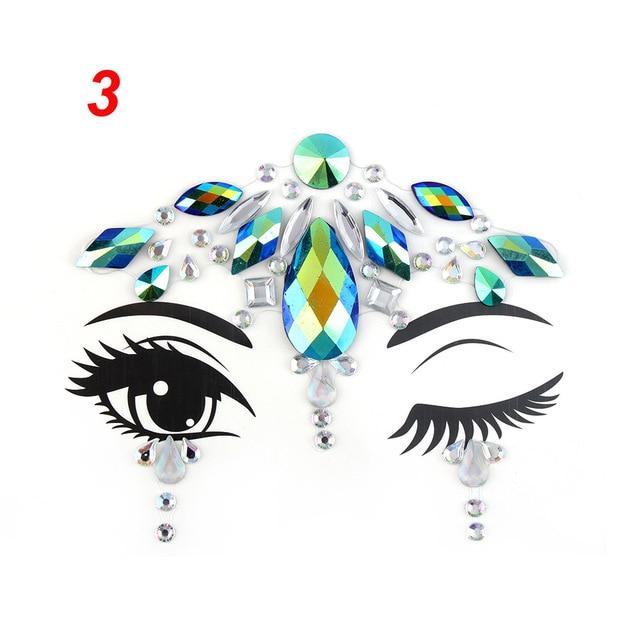 Temporary Face Tattoo Stickers Face Gems Rhinestone DIY Adhesive Face Stickers Festival Fancy Party Body Glitter Makeup Sticker