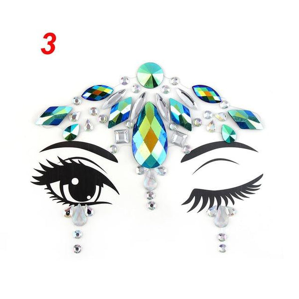 Temporary Face Tattoo Stickers Face Gems Rhinestone DIY Adhesive Face Stickers Festival Fancy Party Body Glitter Makeup Sticker