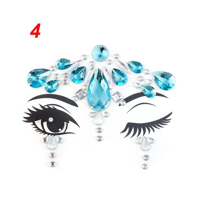 Temporary Face Tattoo Stickers Face Gems Rhinestone DIY Adhesive Face Stickers Festival Fancy Party Body Glitter Makeup Sticker