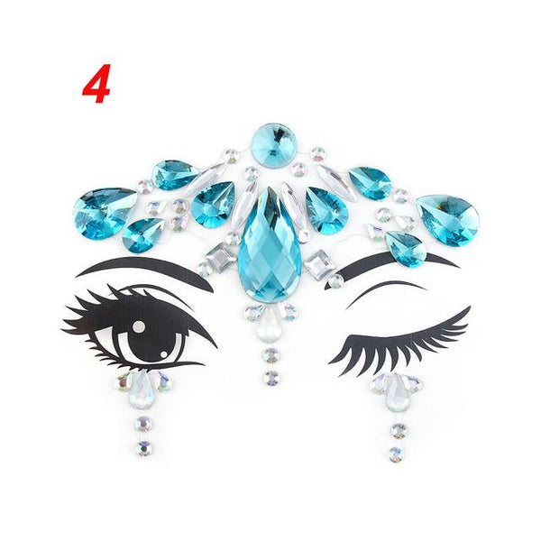 Temporary Face Tattoo Stickers Face Gems Rhinestone DIY Adhesive Face Stickers Festival Fancy Party Body Glitter Makeup Sticker