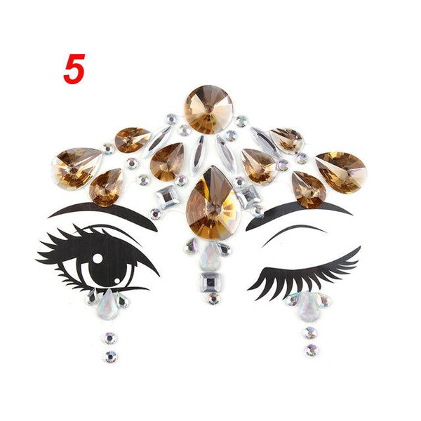Temporary Face Tattoo Stickers Face Gems Rhinestone DIY Adhesive Face Stickers Festival Fancy Party Body Glitter Makeup Sticker