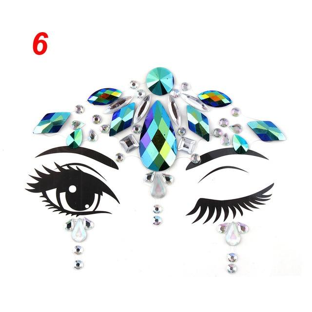 Temporary Face Tattoo Stickers Face Gems Rhinestone DIY Adhesive Face Stickers Festival Fancy Party Body Glitter Makeup Sticker