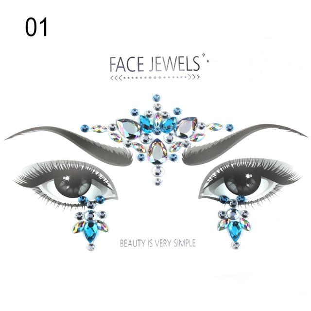 Temporary Face Tattoo Stickers Face Gems Rhinestone DIY Adhesive Face Stickers Festival Fancy Party Body Glitter Makeup Sticker