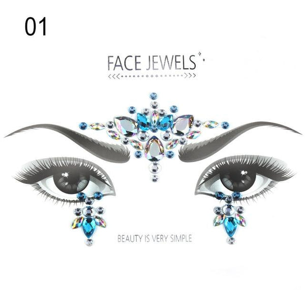 Temporary Face Tattoo Stickers Face Gems Rhinestone DIY Adhesive Face Stickers Festival Fancy Party Body Glitter Makeup Sticker