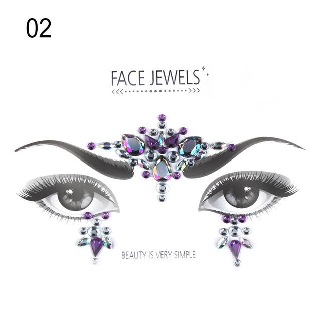 Temporary Face Tattoo Stickers Face Gems Rhinestone DIY Adhesive Face Stickers Festival Fancy Party Body Glitter Makeup Sticker