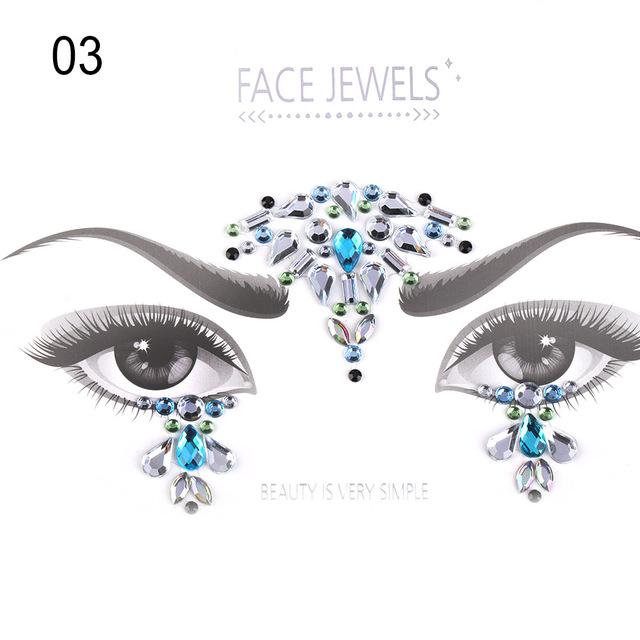 Temporary Face Tattoo Stickers Face Gems Rhinestone DIY Adhesive Face Stickers Festival Fancy Party Body Glitter Makeup Sticker