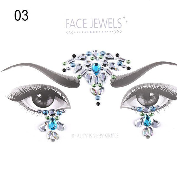 Temporary Face Tattoo Stickers Face Gems Rhinestone DIY Adhesive Face Stickers Festival Fancy Party Body Glitter Makeup Sticker