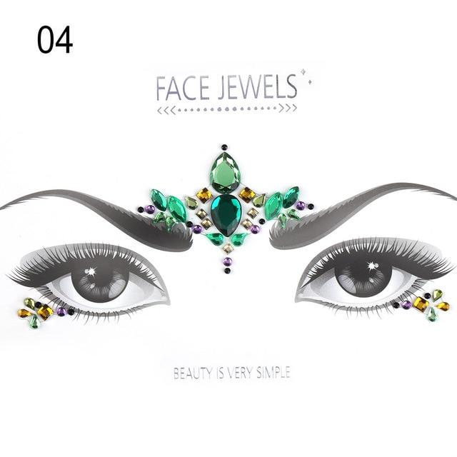 Temporary Face Tattoo Stickers Face Gems Rhinestone DIY Adhesive Face Stickers Festival Fancy Party Body Glitter Makeup Sticker