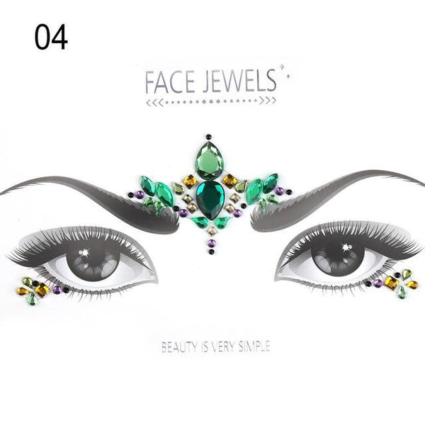 Temporary Face Tattoo Stickers Face Gems Rhinestone DIY Adhesive Face Stickers Festival Fancy Party Body Glitter Makeup Sticker