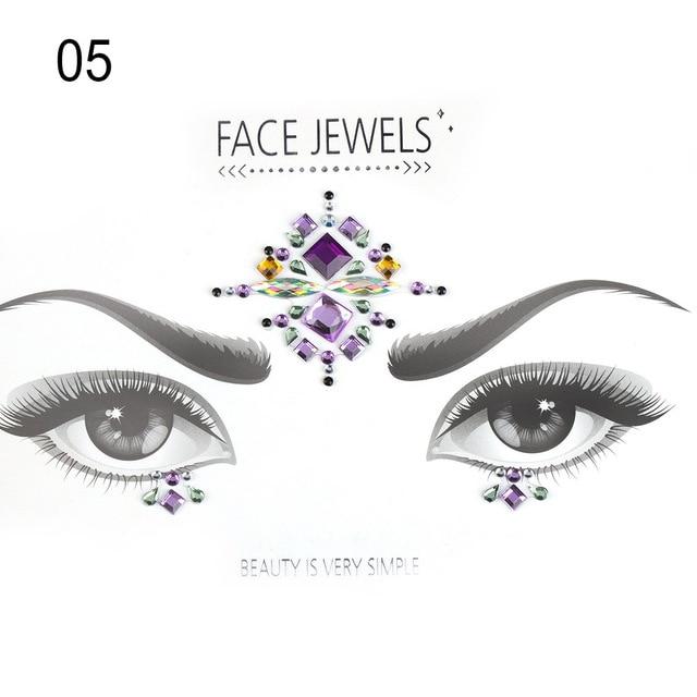 Temporary Face Tattoo Stickers Face Gems Rhinestone DIY Adhesive Face Stickers Festival Fancy Party Body Glitter Makeup Sticker